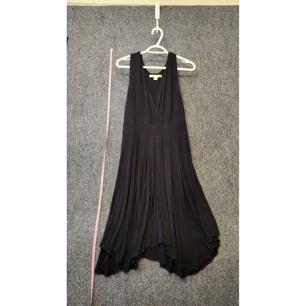 Boston Proper Dress Womens M Black Jersey Fit Flare Wrap Asymmetric Hem